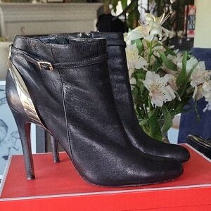 Coach Katisha Black and Gold Heeled Women's Boots SZ 10